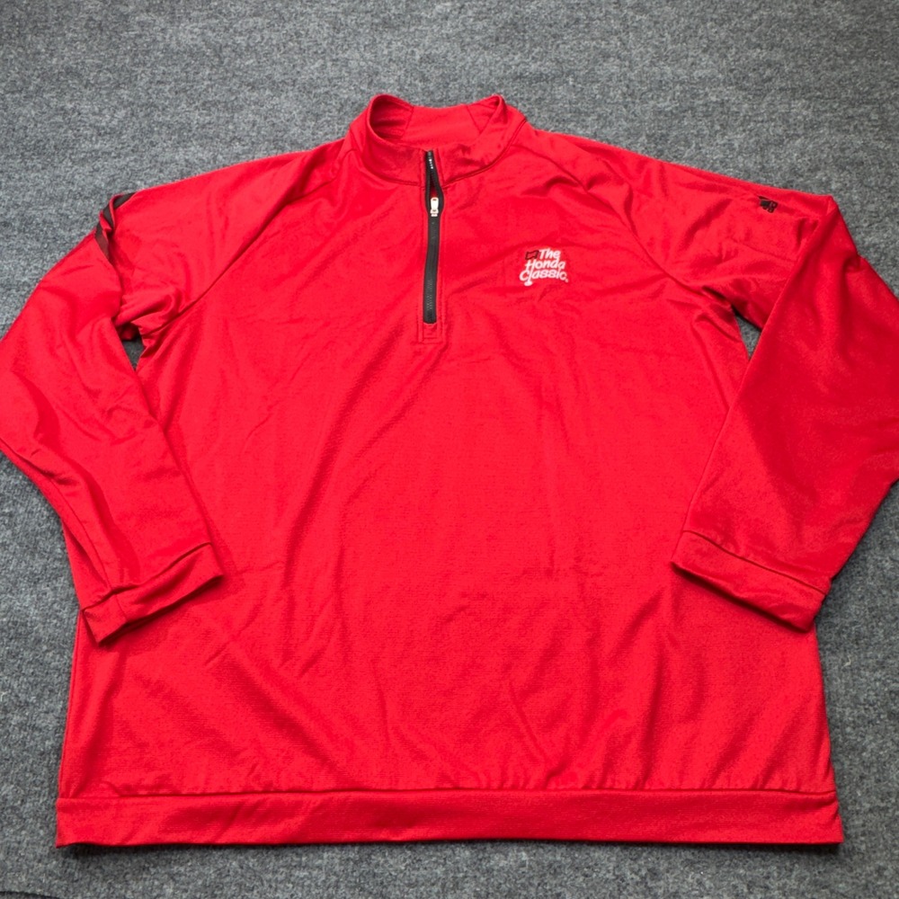 Adidas Golf Pullover Mens XL Red The Honda Classic 1/4 Zip Fleece Sweatshirt Top